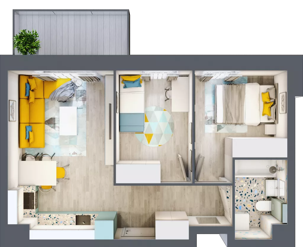 3 pokoje, mieszkanie 43,92 m², piętro 4, oferta nr 26, Apart Warszawska, Białystok, Piasta II, ul. Warszawska/ Piastowska
