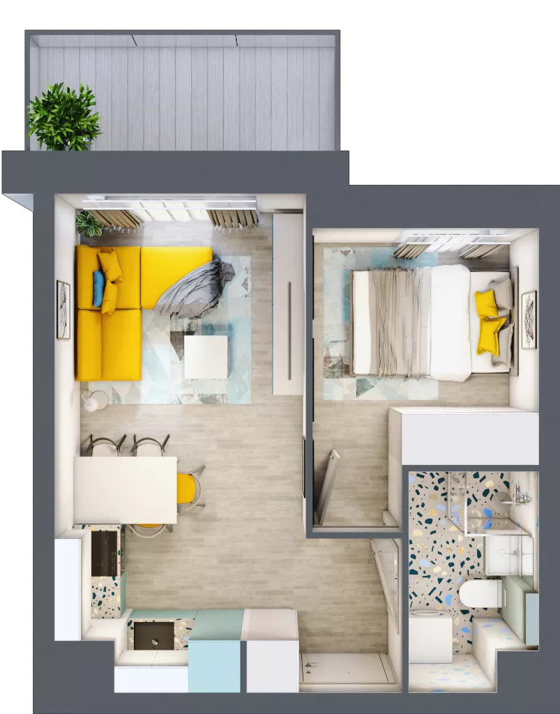 2 pokoje, mieszkanie 28,92 m², piętro 1, oferta nr 4, Apart Warszawska, Białystok, Piasta II, ul. Warszawska/ Piastowska
