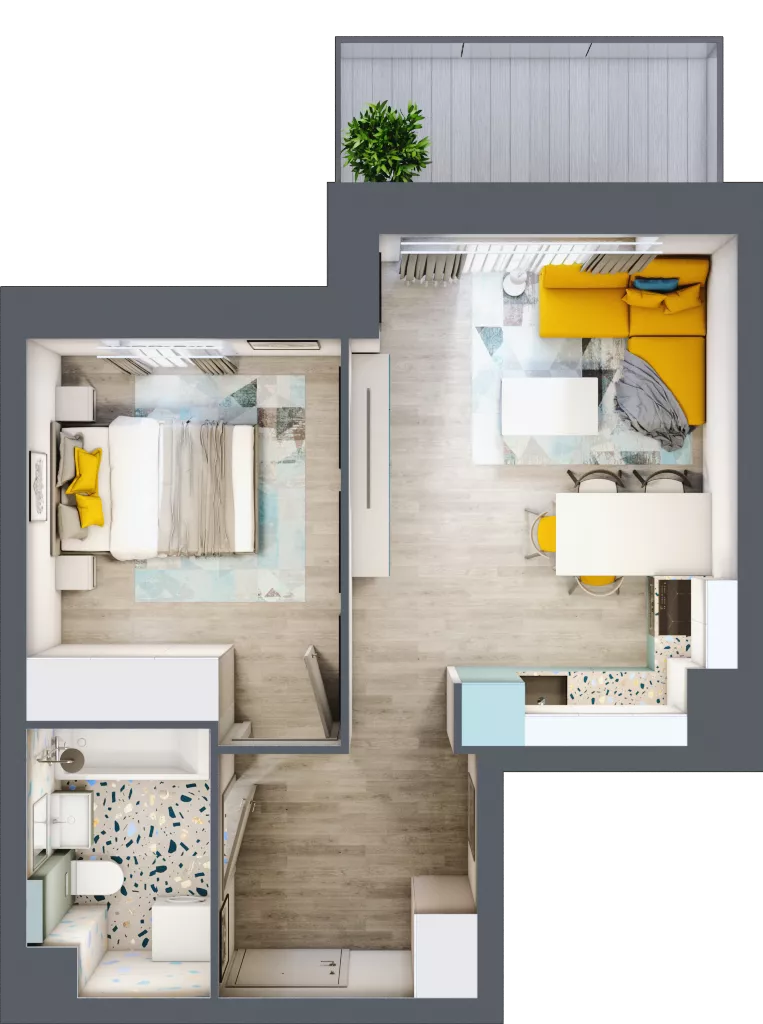 2 pokoje, mieszkanie 37,52 m², piętro 2, oferta nr 60, Apart Warszawska, Białystok, Piasta II, ul. Warszawska/ Piastowska