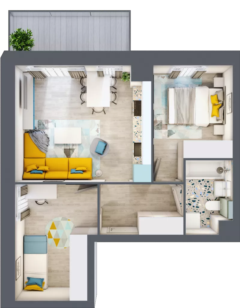 3 pokoje, mieszkanie 45,34 m², piętro 2, oferta nr 10, Apart Warszawska, Białystok, Piasta II, ul. Warszawska/ Piastowska