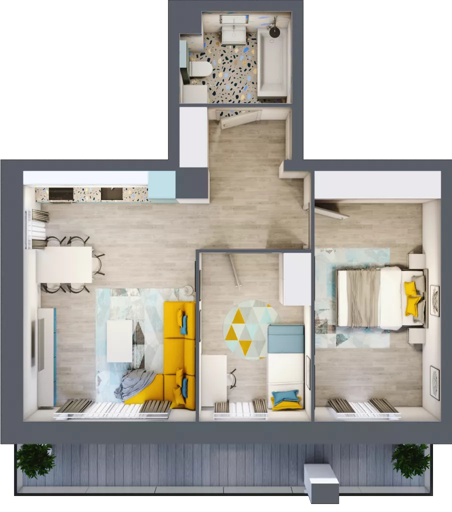 3 pokoje, mieszkanie 55,24 m², piętro 4, oferta nr 46, Apart Warszawska, Białystok, Piasta II, ul. Warszawska/ Piastowska