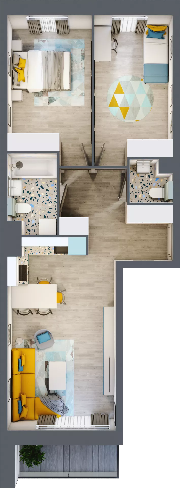 3 pokoje, mieszkanie 63,32 m², piętro 1, oferta nr 58, Apart Warszawska, Białystok, Piasta II, ul. Warszawska/ Piastowska