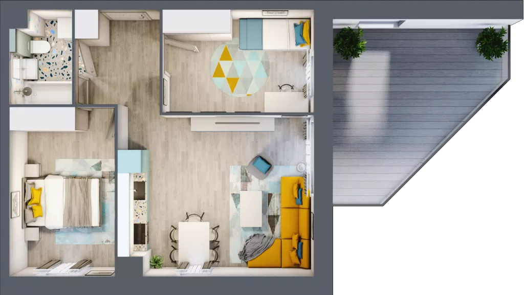 3 pokoje, mieszkanie 51,57 m², piętro 1, oferta nr 56, Apart Warszawska, Białystok, Piasta II, ul. Warszawska/ Piastowska