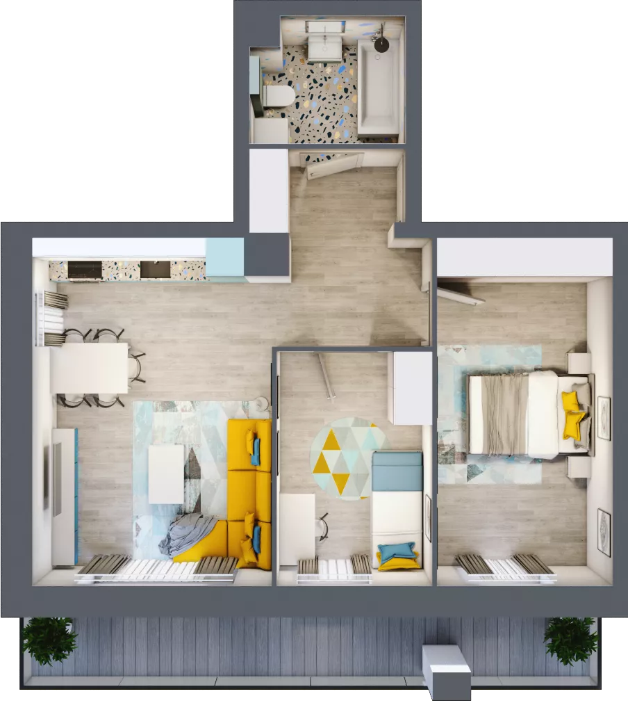 3 pokoje, mieszkanie 55,24 m², piętro 3, oferta nr 41, Apart Warszawska, Białystok, Piasta II, ul. Warszawska/ Piastowska