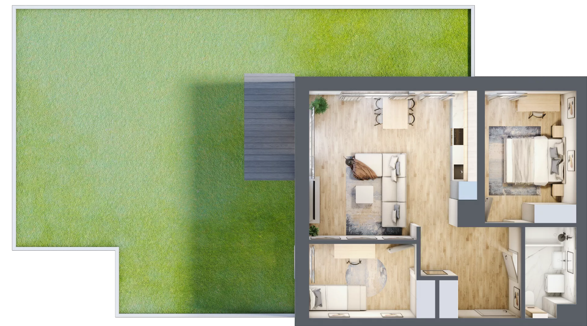 3 pokoje, mieszkanie 61,15 m², parter, oferta nr C5, Enklawa Natury, Łódź, Polesie, Lublinek-Pienista, ul. Pienista 80