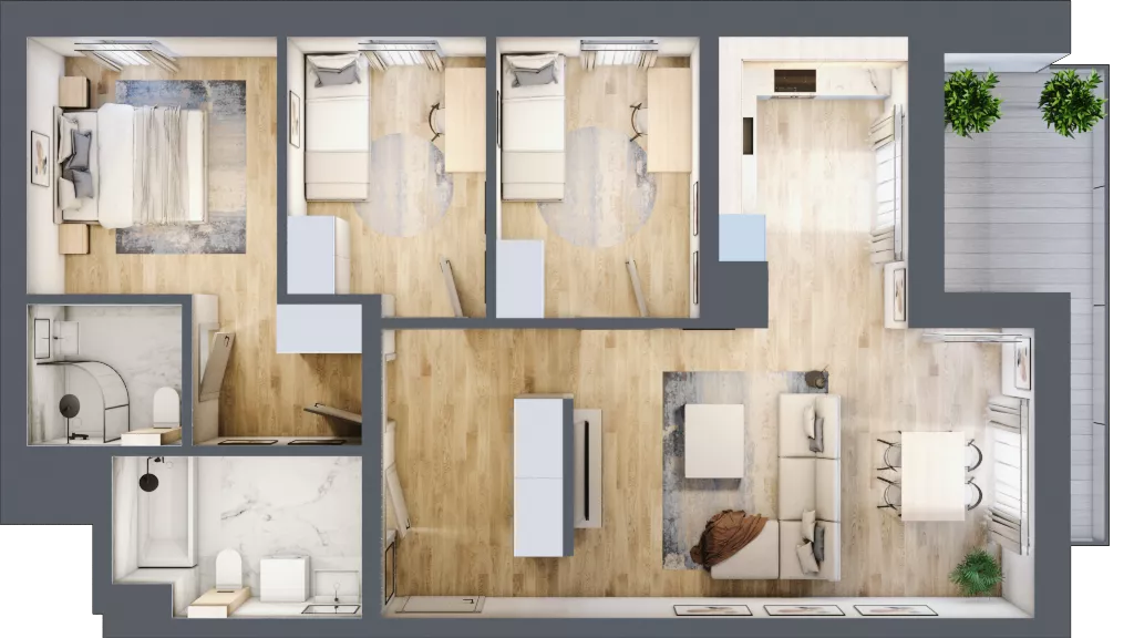 4 pokoje, mieszkanie 81,74 m², piętro 1, oferta nr C6, Enklawa Natury, Łódź, Polesie, Lublinek-Pienista, ul. Pienista 80