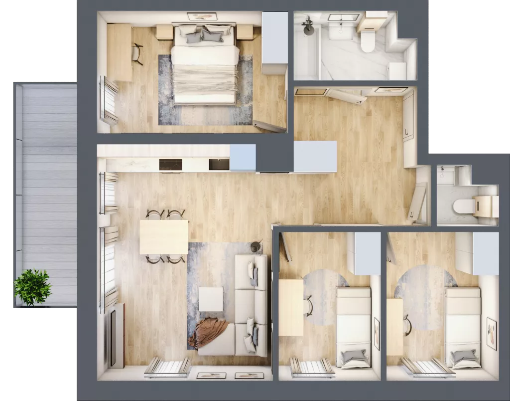 4 pokoje, mieszkanie 68,47 m², piętro 1, oferta nr C7, Enklawa Natury, Łódź, Polesie, Lublinek-Pienista, ul. Pienista 80