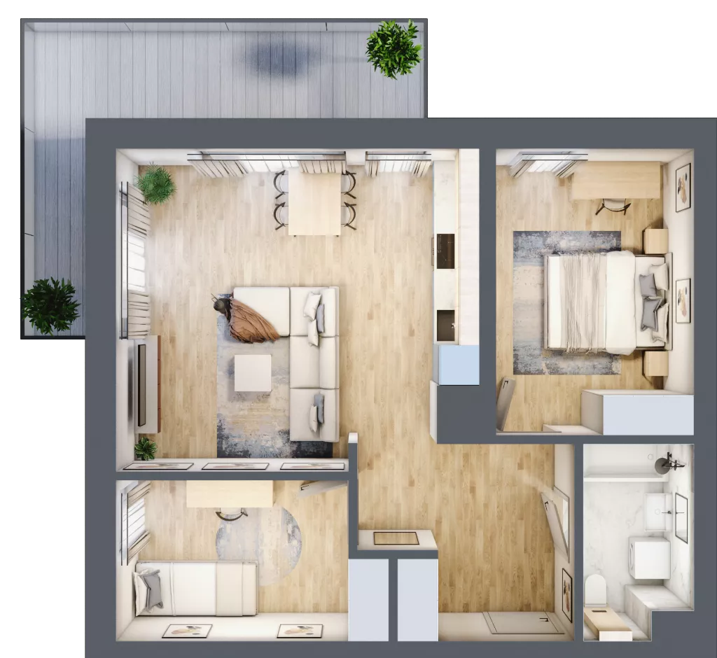 3 pokoje, mieszkanie 61,15 m², piętro 1, oferta nr C11, Enklawa Natury, Łódź, Polesie, Lublinek-Pienista, ul. Pienista 80