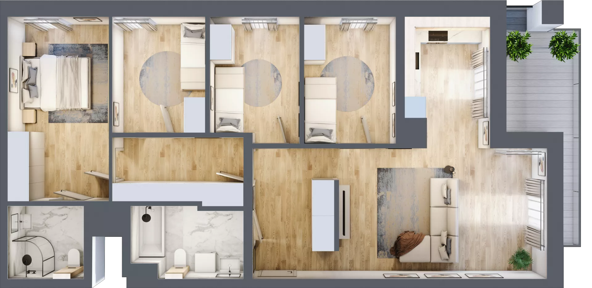 5 pokoi, mieszkanie 98,29 m², piętro 3, oferta nr C18, Enklawa Natury, Łódź, Polesie, Lublinek-Pienista, ul. Pienista 80