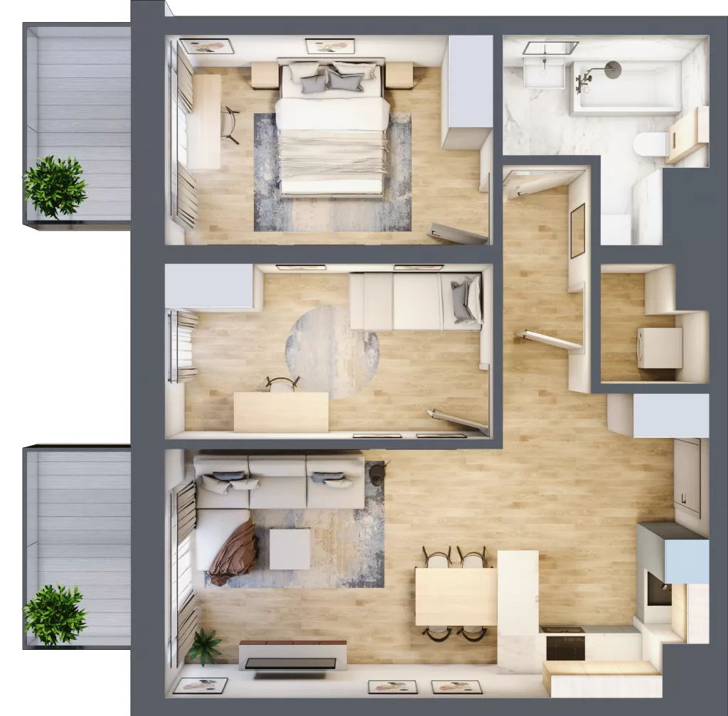 3 pokoje, mieszkanie 62,30 m², piętro 3, oferta nr C20, Enklawa Natury, Łódź, Polesie, Lublinek-Pienista, ul. Pienista 80
