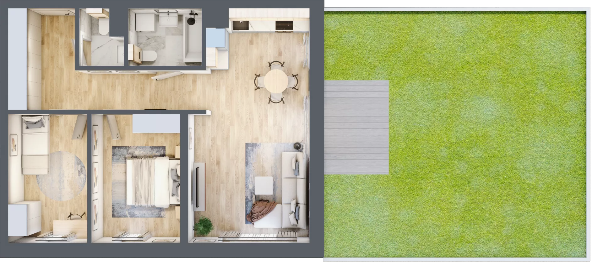 3 pokoje, mieszkanie 66,30 m², parter, oferta nr D7, Enklawa Natury, Łódź, Polesie, Lublinek-Pienista, ul. Pienista 80