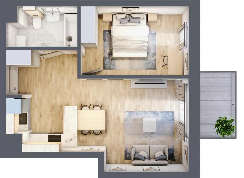 2 pokoje, mieszkanie 44,81 m², parter, oferta nr D9, Enklawa Natury, Łódź, Polesie, Lublinek-Pienista, ul. Pienista 80