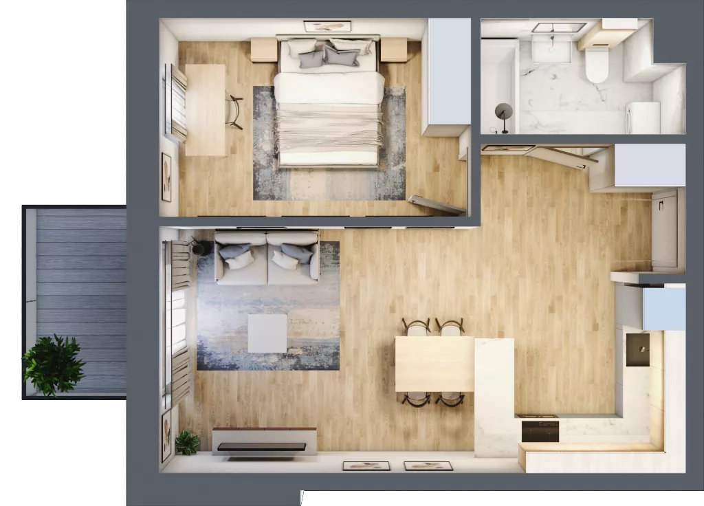 2 pokoje, mieszkanie 45,51 m², piętro 1, oferta nr D11, Enklawa Natury, Łódź, Polesie, Lublinek-Pienista, ul. Pienista 80