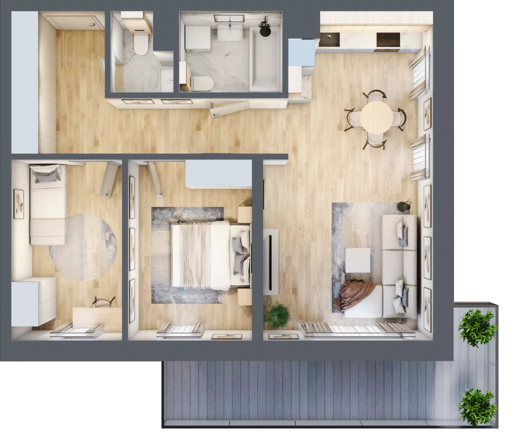 3 pokoje, mieszkanie 66,30 m², piętro 1, oferta nr D16, Enklawa Natury, Łódź, Polesie, Lublinek-Pienista, ul. Pienista 80