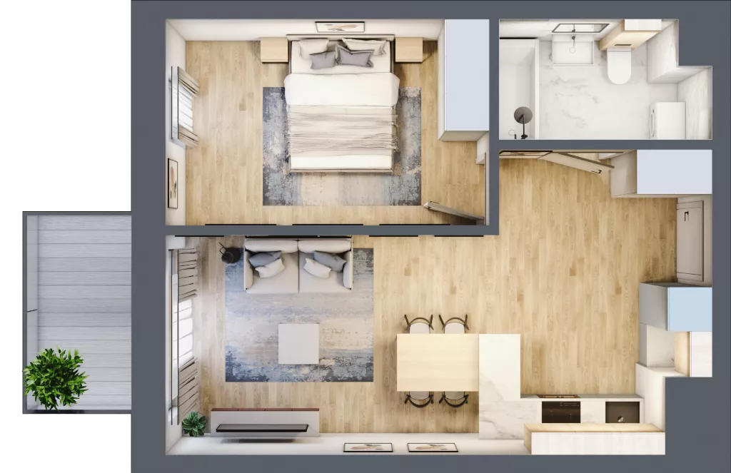 2 pokoje, mieszkanie 41,84 m², piętro 2, oferta nr D61, Enklawa Natury, Łódź, Polesie, Lublinek-Pienista, ul. Pienista 80