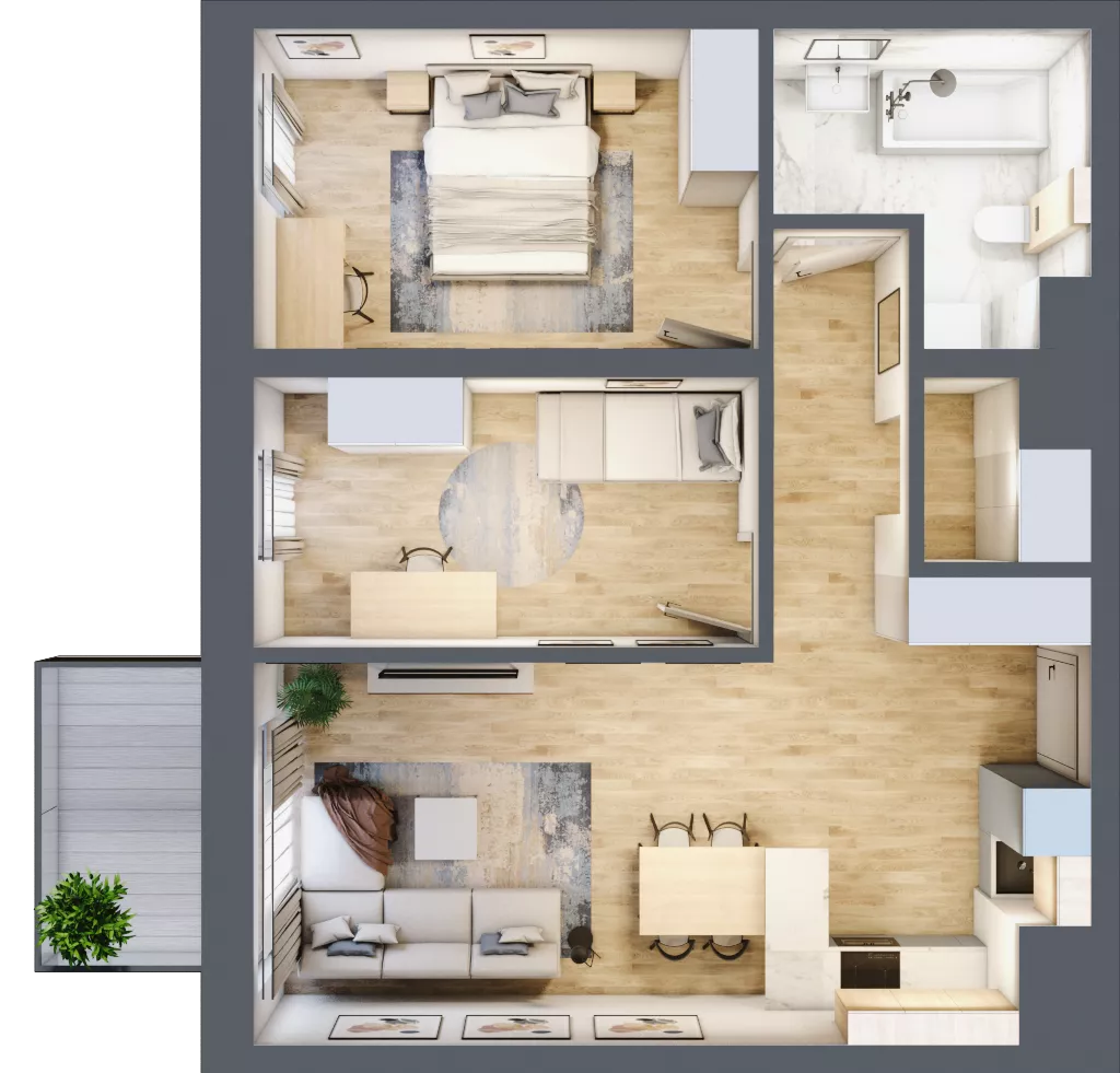 3 pokoje, mieszkanie 62,15 m², piętro 4, oferta nr D75, Enklawa Natury, Łódź, Polesie, Lublinek-Pienista, ul. Pienista 80