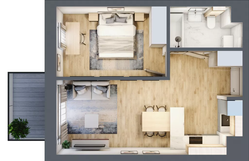 2 pokoje, mieszkanie 41,38 m², piętro 4, oferta nr D38, Enklawa Natury, Łódź, Polesie, Lublinek-Pienista, ul. Pienista 80