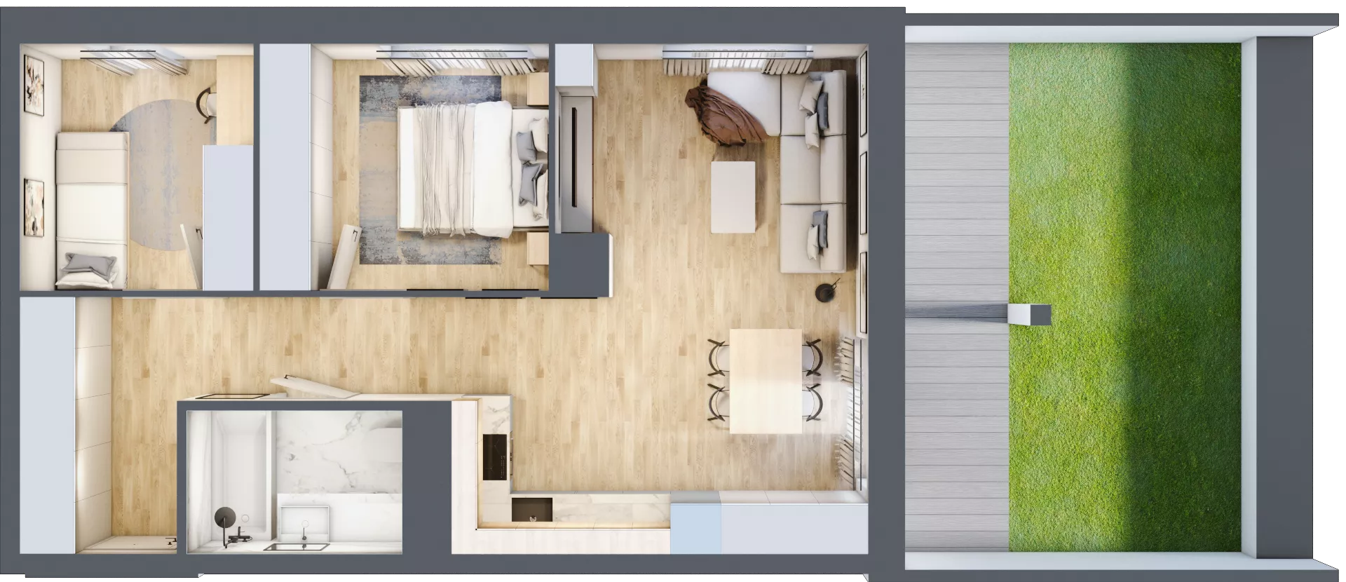 3 pokoje, mieszkanie 56,99 m², parter, oferta nr D/1, Dworzysko Park, Rzeszów, Przybyszówka, ul. Technologiczna
