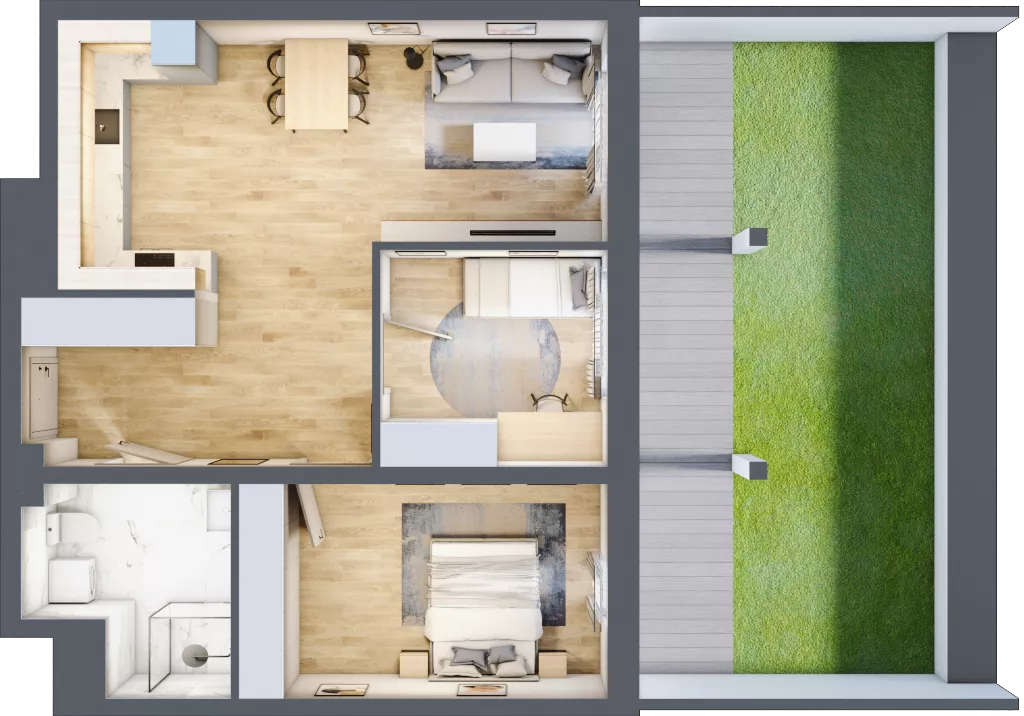 3 pokoje, mieszkanie 65,83 m², parter, oferta nr D/3, Dworzysko Park, Rzeszów, Przybyszówka, ul. Technologiczna