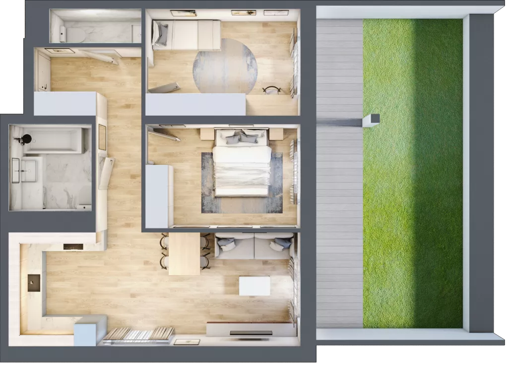 3 pokoje, mieszkanie 65,09 m², parter, oferta nr D/4, Dworzysko Park, Rzeszów, Przybyszówka, ul. Technologiczna