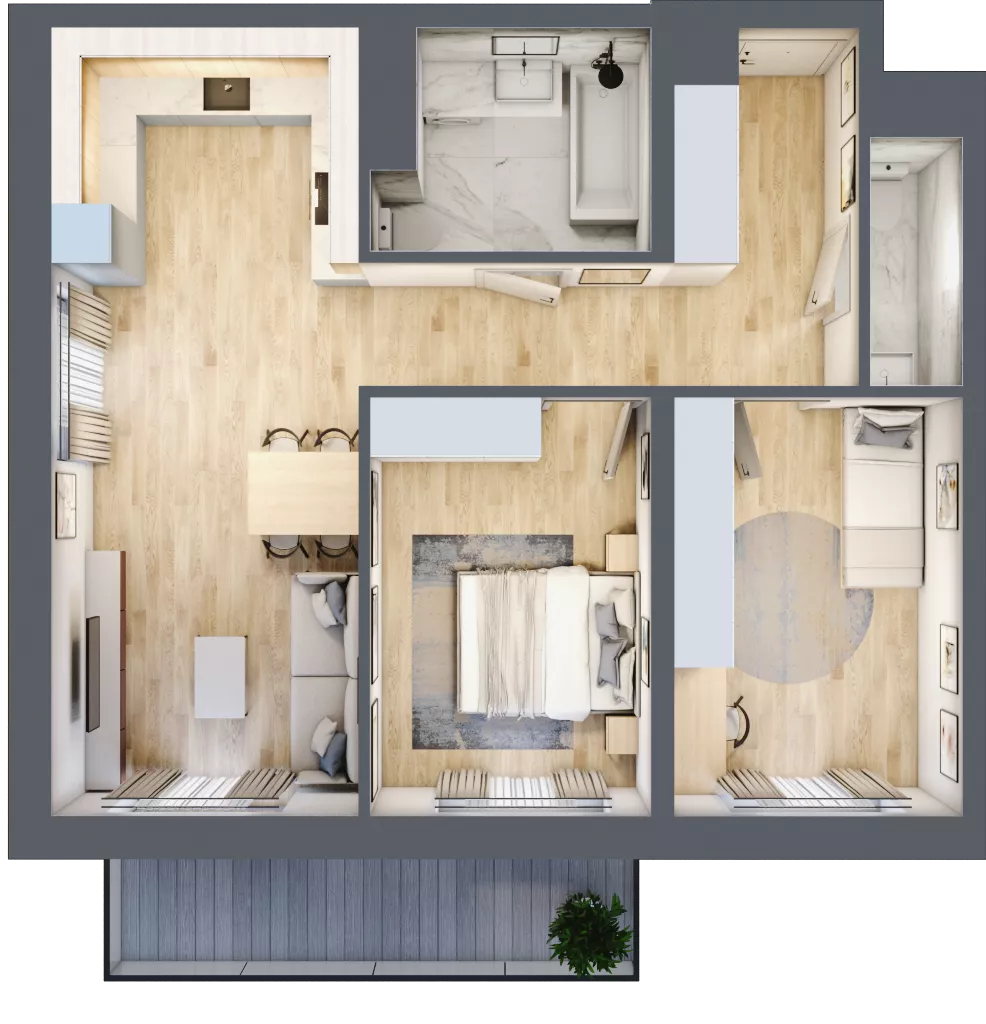 3 pokoje, mieszkanie 66,34 m², piętro 2, oferta nr D/19, Dworzysko Park, Rzeszów, Przybyszówka, ul. Technologiczna