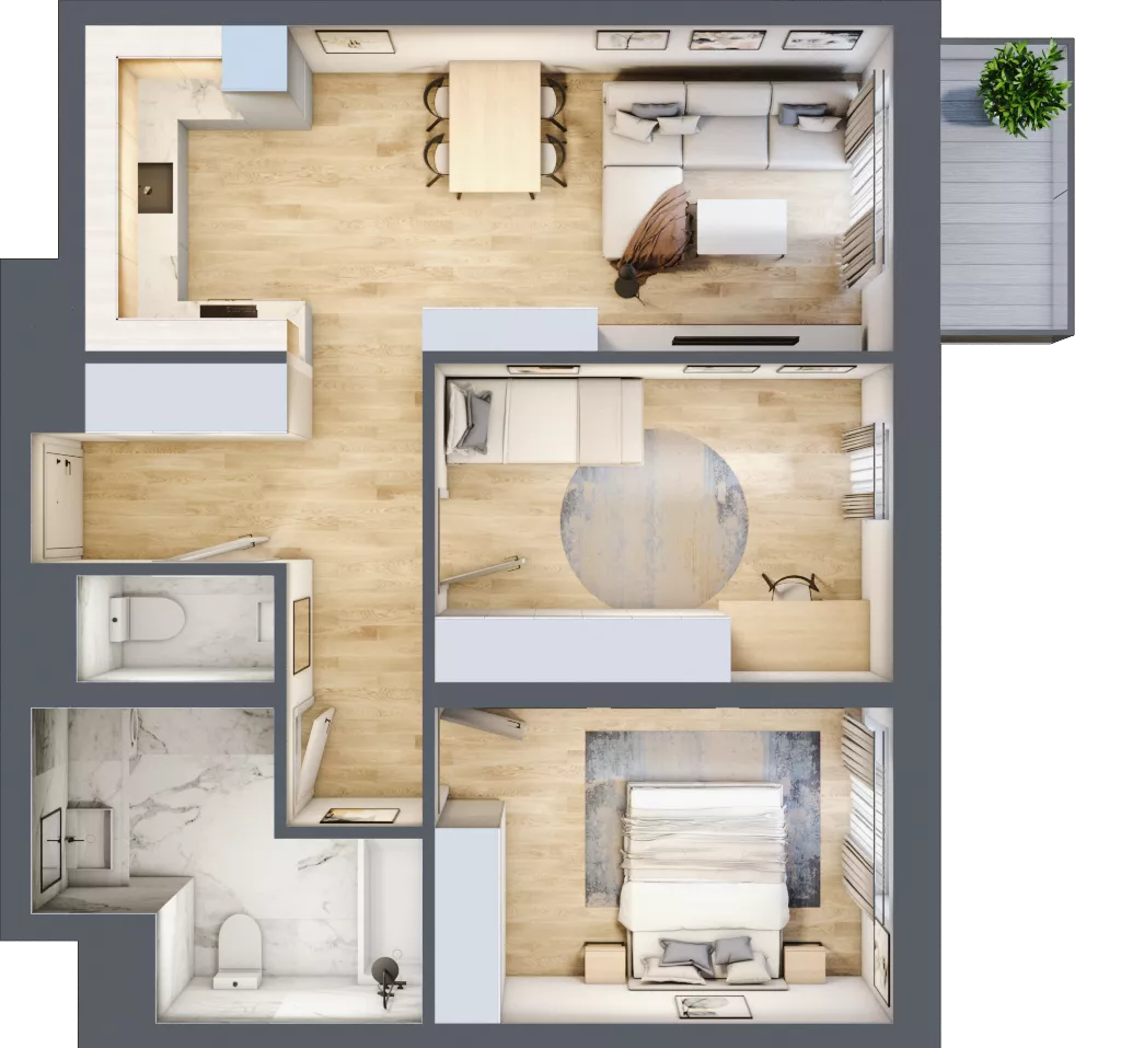 3 pokoje, mieszkanie 64,90 m², piętro 3, oferta nr D/27, Dworzysko Park, Rzeszów, Przybyszówka, ul. Technologiczna