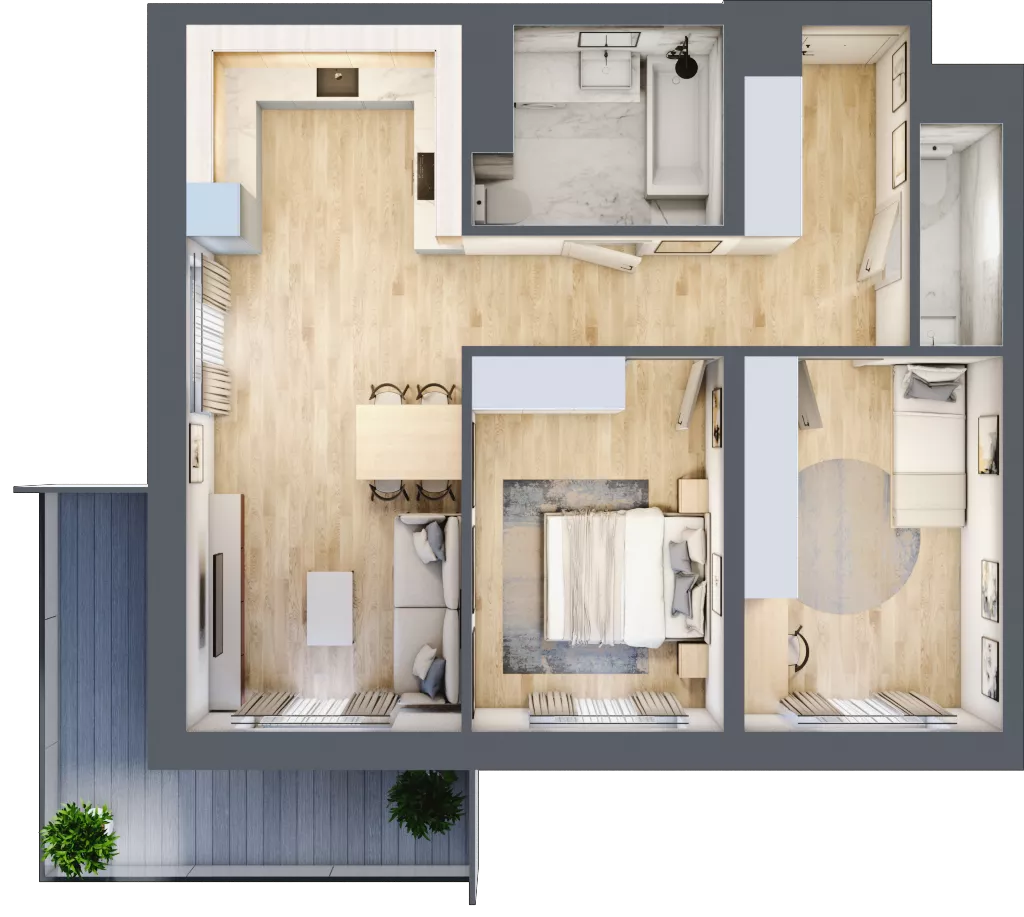 3 pokoje, mieszkanie 66,34 m², piętro 3, oferta nr D/28, Dworzysko Park, Rzeszów, Przybyszówka, ul. Technologiczna