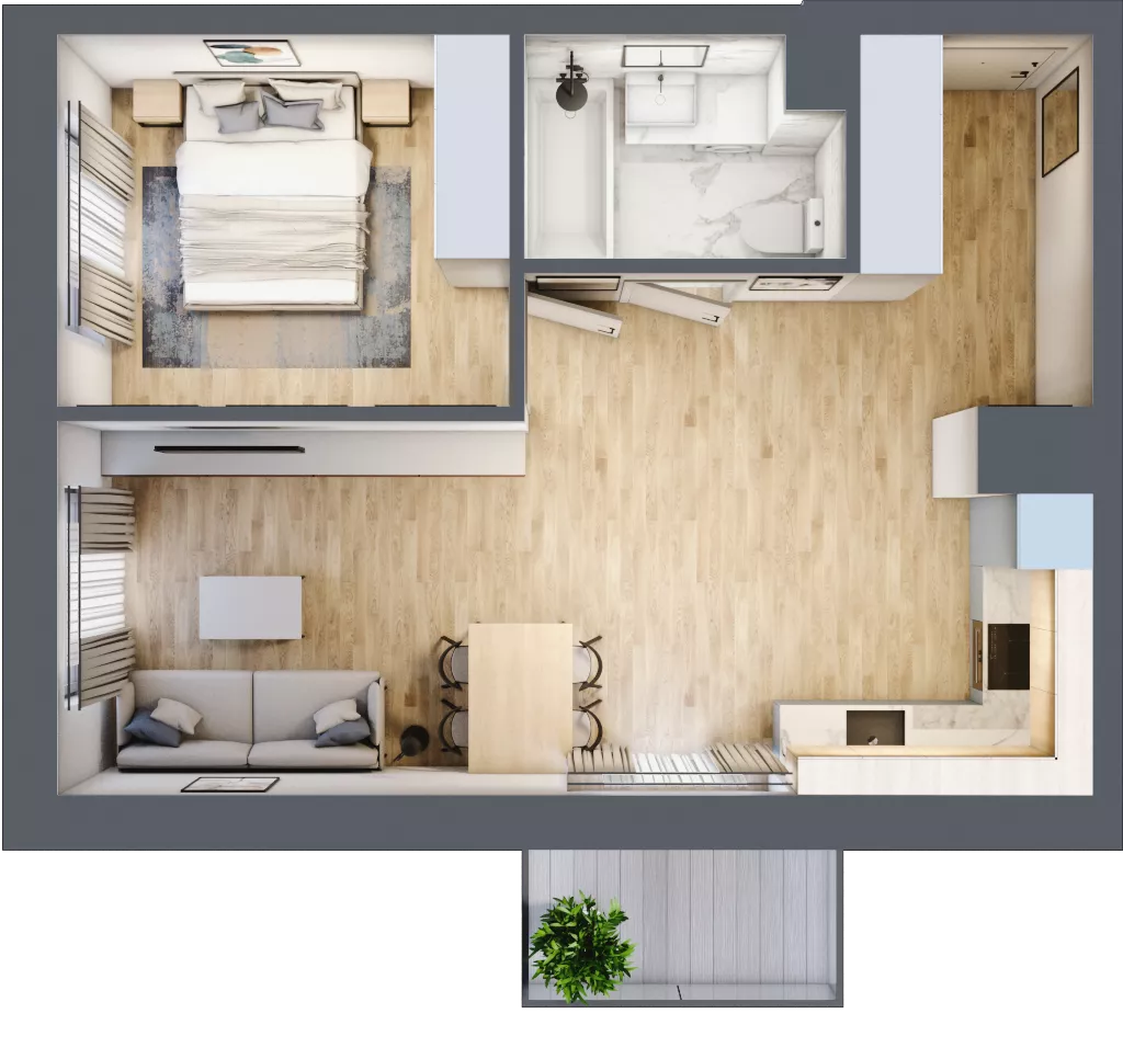2 pokoje, mieszkanie 46,95 m², piętro 3, oferta nr D/29, Dworzysko Park, Rzeszów, Przybyszówka, ul. Technologiczna
