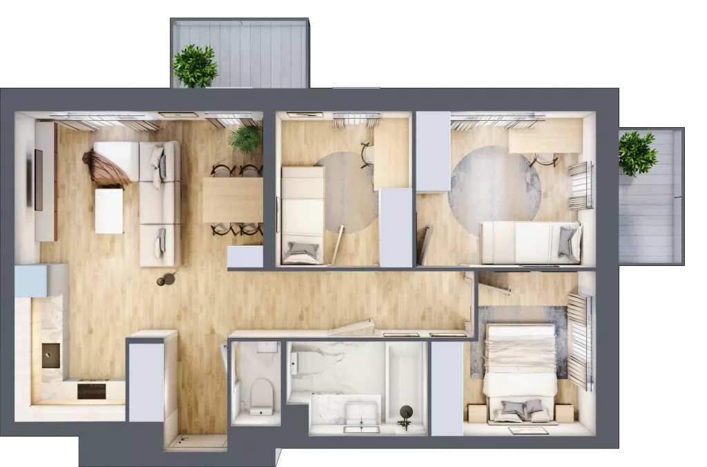 4 pokoje, mieszkanie 62,55 m², piętro 4, oferta nr D/32, Dworzysko Park, Rzeszów, Przybyszówka, ul. Technologiczna