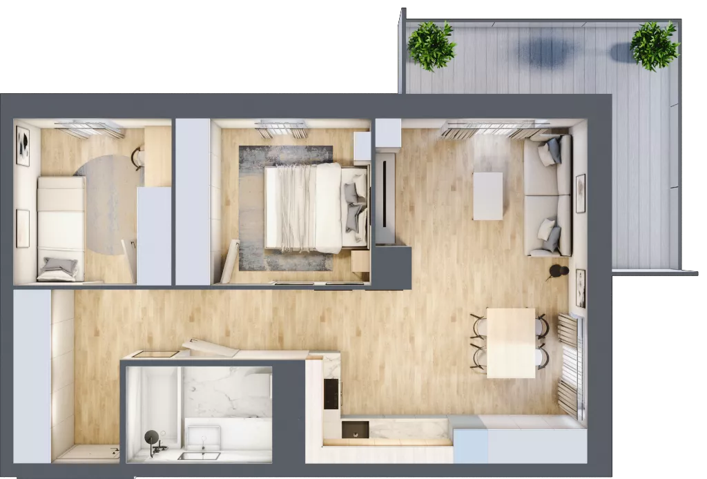 3 pokoje, mieszkanie 56,99 m², piętro 4, oferta nr D/33, Dworzysko Park, Rzeszów, Przybyszówka, ul. Technologiczna