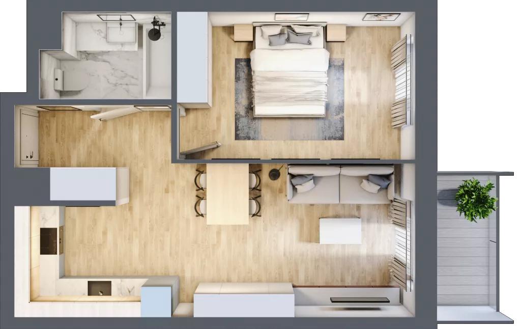 2 pokoje, mieszkanie 44,46 m², piętro 4, oferta nr D/35, Dworzysko Park, Rzeszów, Przybyszówka, ul. Technologiczna
