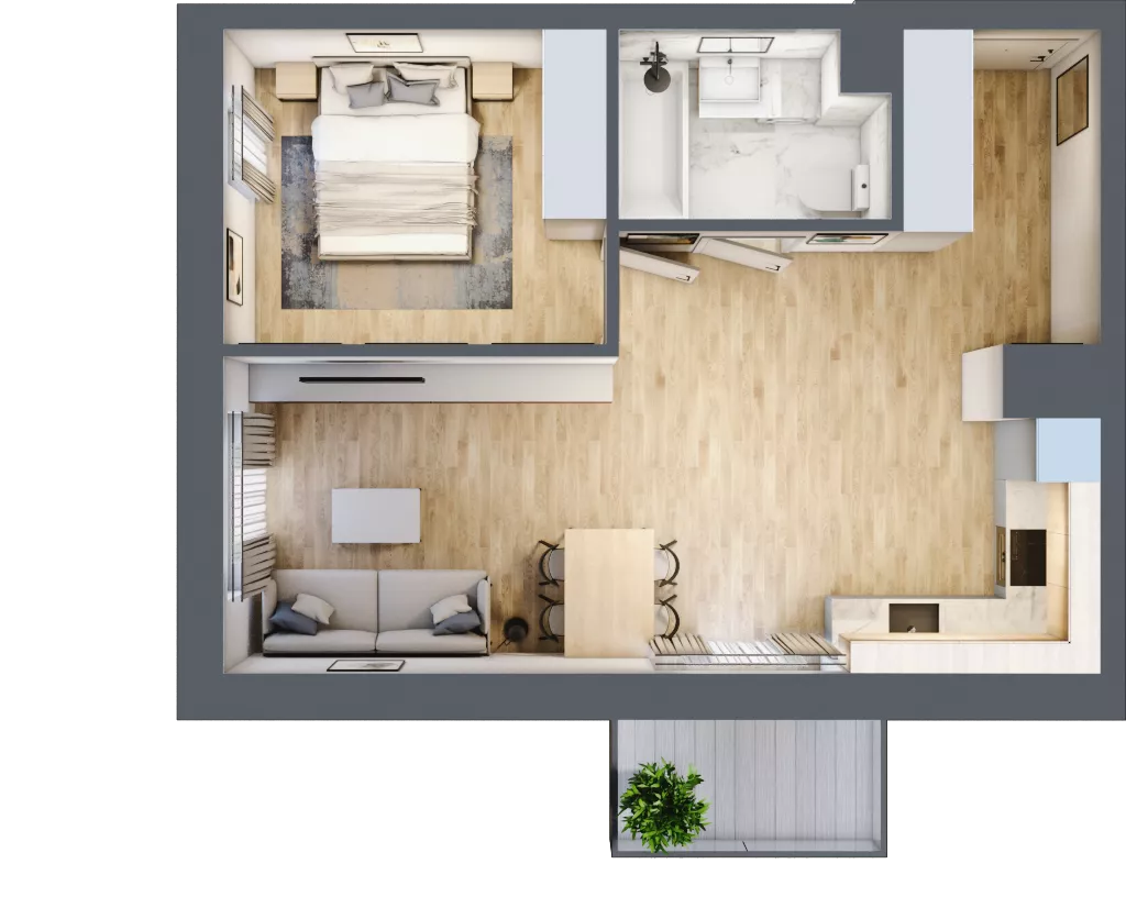 2 pokoje, mieszkanie 47,10 m², piętro 4, oferta nr D/38, Dworzysko Park, Rzeszów, Przybyszówka, ul. Technologiczna