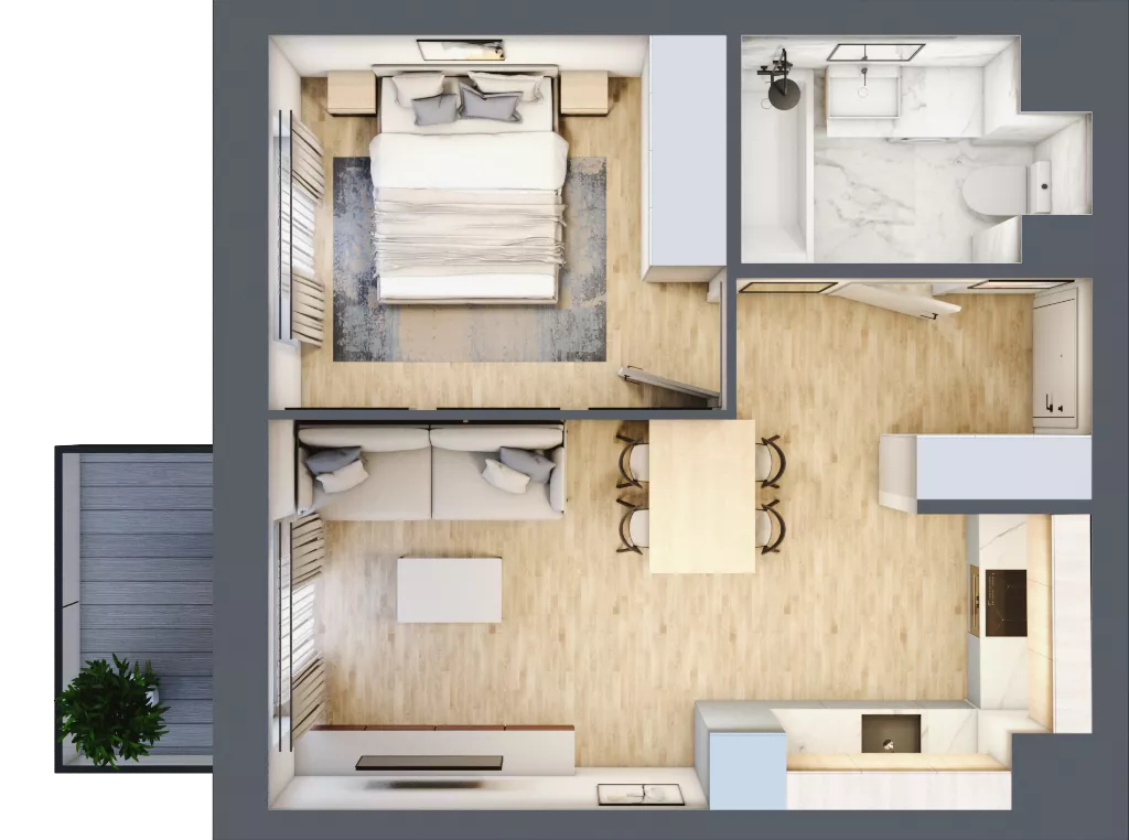 2 pokoje, mieszkanie 36,32 m², piętro 4, oferta nr D/40, Dworzysko Park, Rzeszów, Przybyszówka, ul. Technologiczna