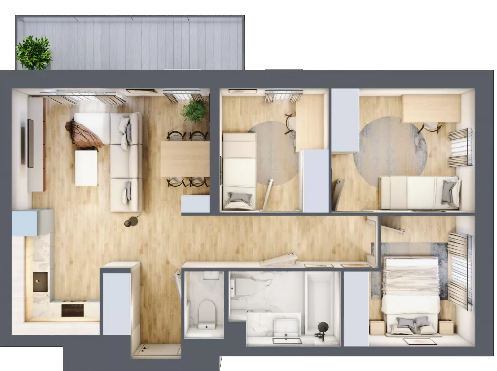 4 pokoje, mieszkanie 62,55 m², piętro 5, oferta nr D/41, Dworzysko Park, Rzeszów, Przybyszówka, ul. Technologiczna