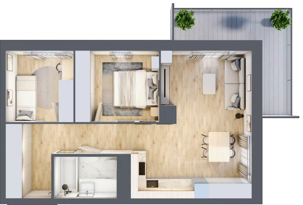 3 pokoje, mieszkanie 56,99 m², piętro 5, oferta nr D/42, Dworzysko Park, Rzeszów, Przybyszówka, ul. Technologiczna