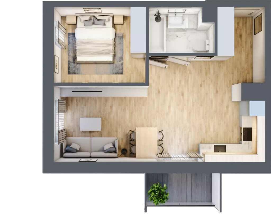 2 pokoje, mieszkanie 47,10 m², piętro 5, oferta nr D/47, Dworzysko Park, Rzeszów, Przybyszówka, ul. Technologiczna