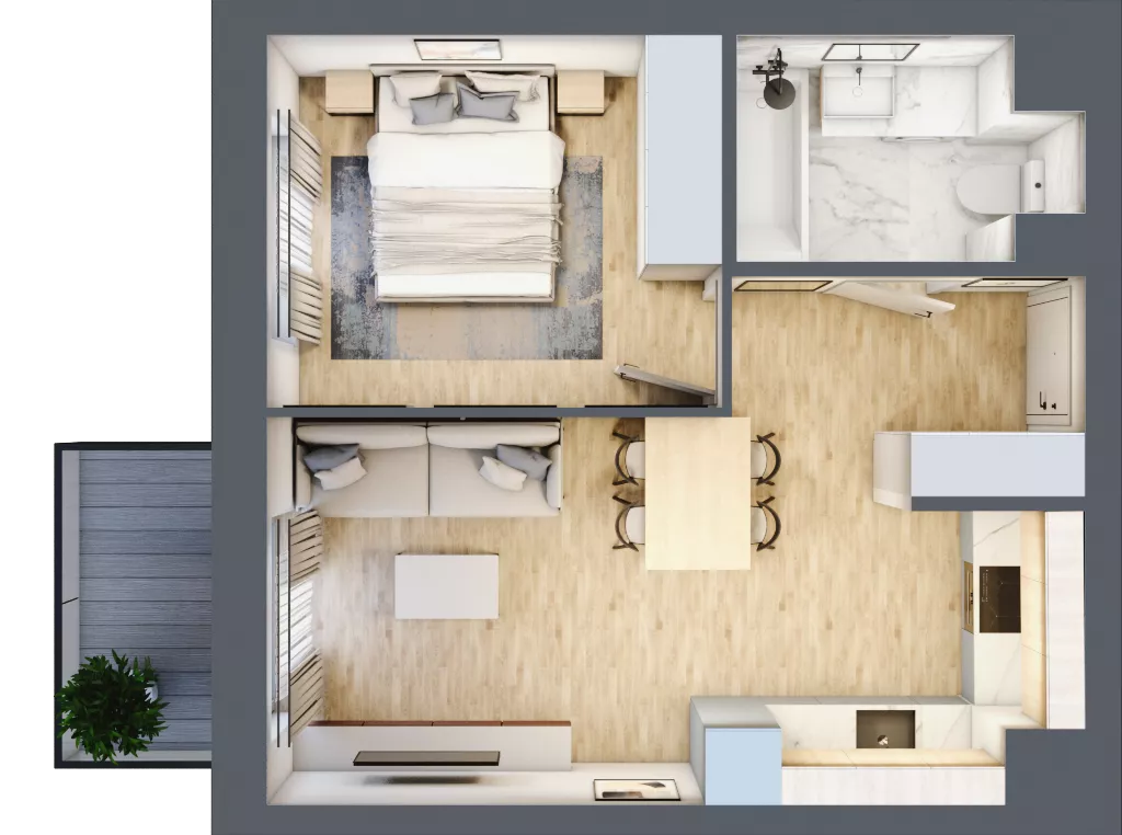 2 pokoje, mieszkanie 36,32 m², piętro 5, oferta nr D/49, Dworzysko Park, Rzeszów, Przybyszówka, ul. Technologiczna