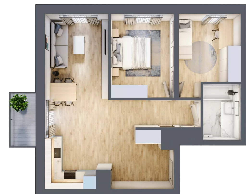 3 pokoje, mieszkanie 63,11 m², piętro 6, oferta nr D/56, Dworzysko Park, Rzeszów, Przybyszówka, ul. Technologiczna