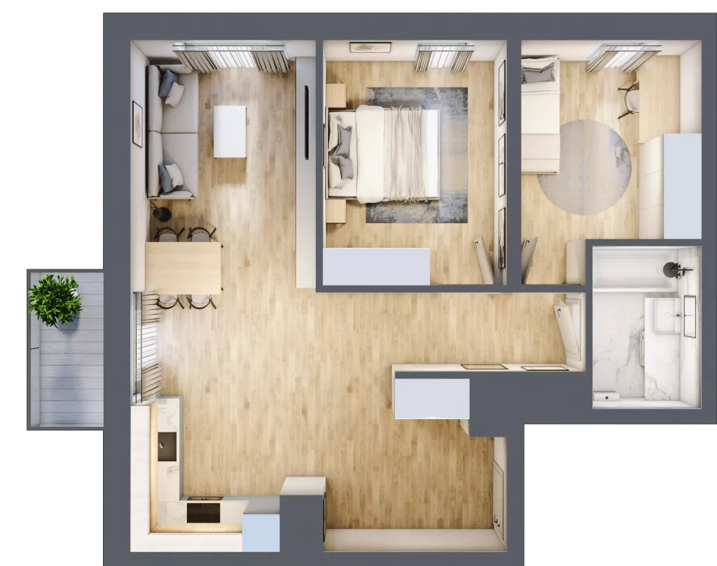 3 pokoje, mieszkanie 63,11 m², piętro 7, oferta nr D/64, Dworzysko Park, Rzeszów, Przybyszówka, ul. Technologiczna