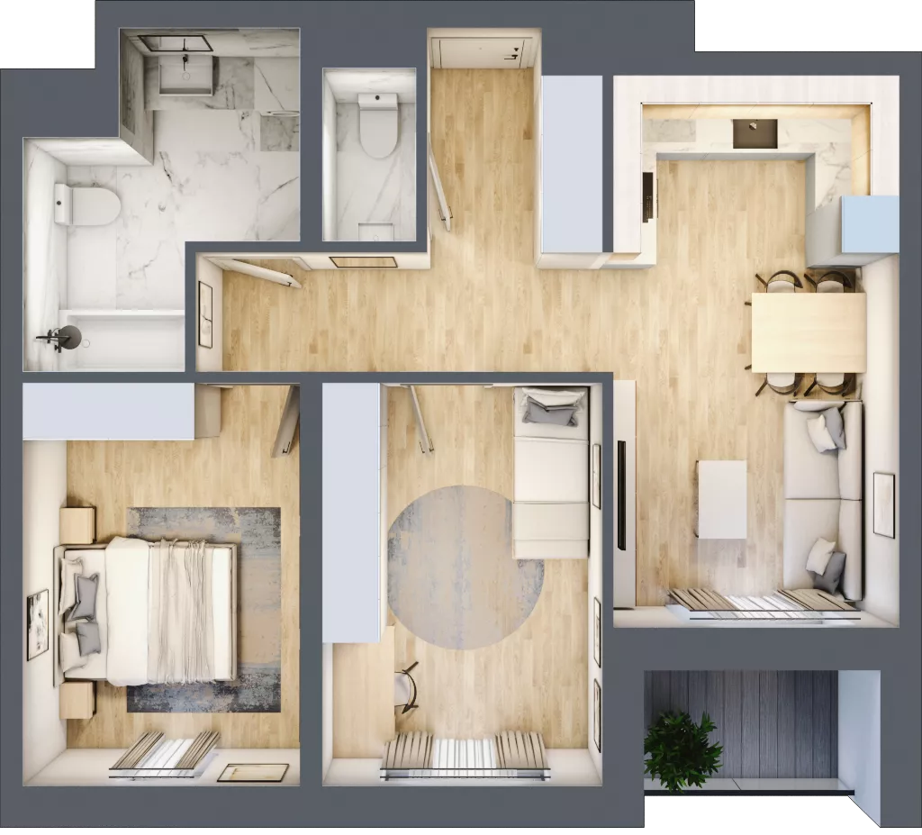 3 pokoje, mieszkanie 60,18 m², piętro 8, oferta nr D/70, Dworzysko Park, Rzeszów, Przybyszówka, ul. Technologiczna