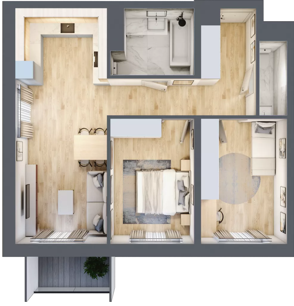 3 pokoje, mieszkanie 66,46 m², piętro 9, oferta nr D/79, Dworzysko Park, Rzeszów, Przybyszówka, ul. Technologiczna