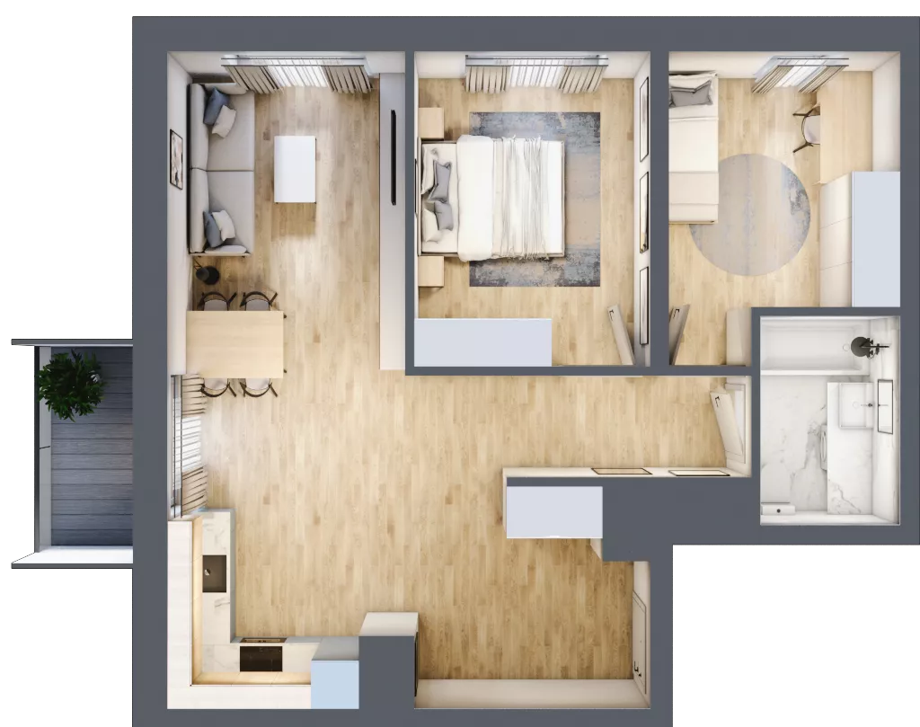 3 pokoje, mieszkanie 63,11 m², piętro 9, oferta nr D/80, Dworzysko Park, Rzeszów, Przybyszówka, ul. Technologiczna