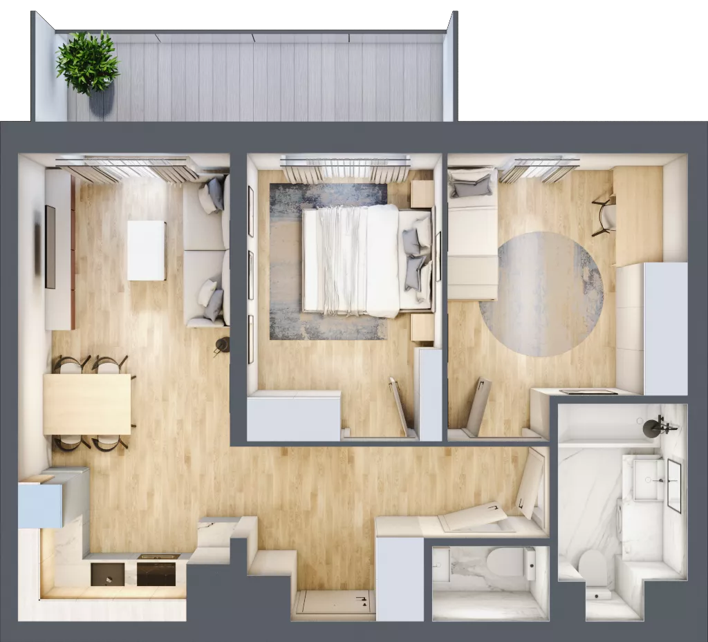 3 pokoje, mieszkanie 54,03 m², piętro 9, oferta nr D/81, Dworzysko Park, Rzeszów, Przybyszówka, ul. Technologiczna