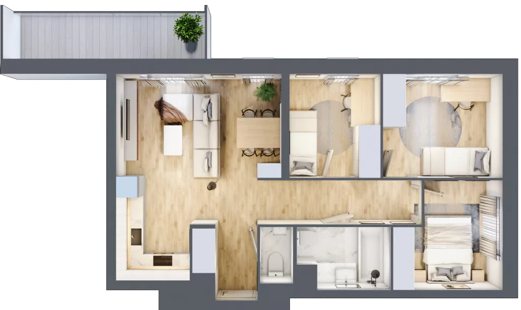 4 pokoje, mieszkanie 62,24 m², piętro 11, oferta nr D/85, Dworzysko Park, Rzeszów, Przybyszówka, ul. Technologiczna