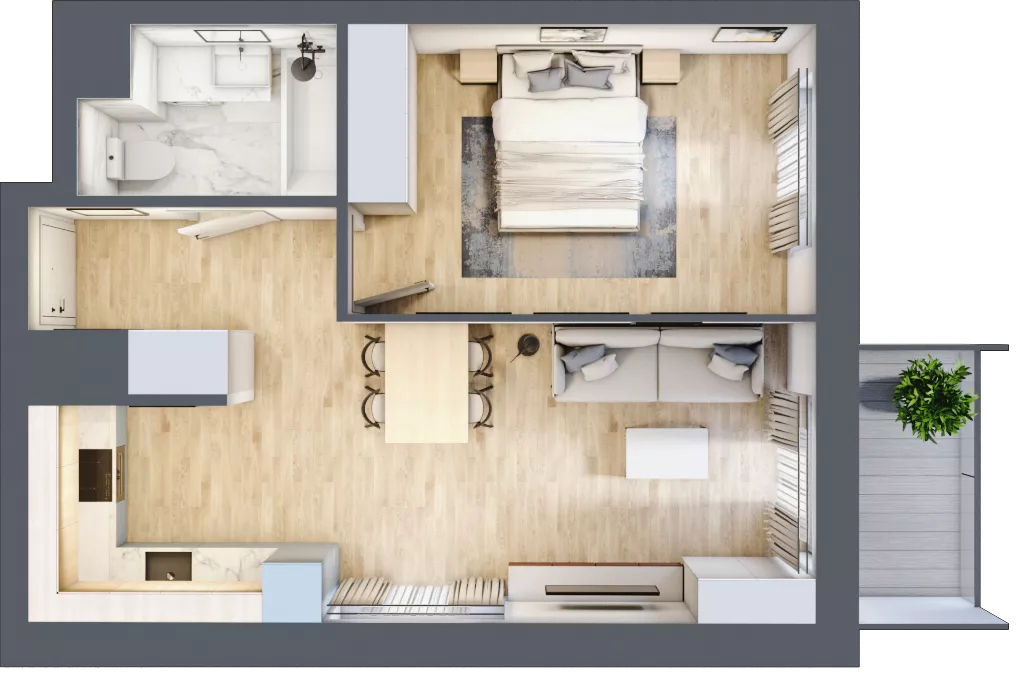 2 pokoje, mieszkanie 44,20 m², piętro 13, oferta nr D/96, Dworzysko Park, Rzeszów, Przybyszówka, ul. Technologiczna