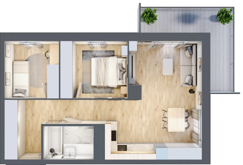 3 pokoje, mieszkanie 56,99 m², piętro 14, oferta nr D/98, Dworzysko Park, Rzeszów, Przybyszówka, ul. Technologiczna