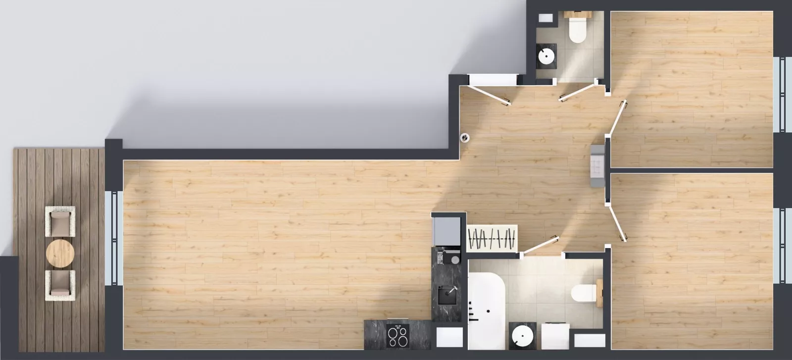 3 pokoje, mieszkanie 71,21 m², piętro 4, oferta nr E/62, Kusocińskiego budynek B, Gdańsk, Piecki-Migowo, Morena, ul. Kusocińskiego