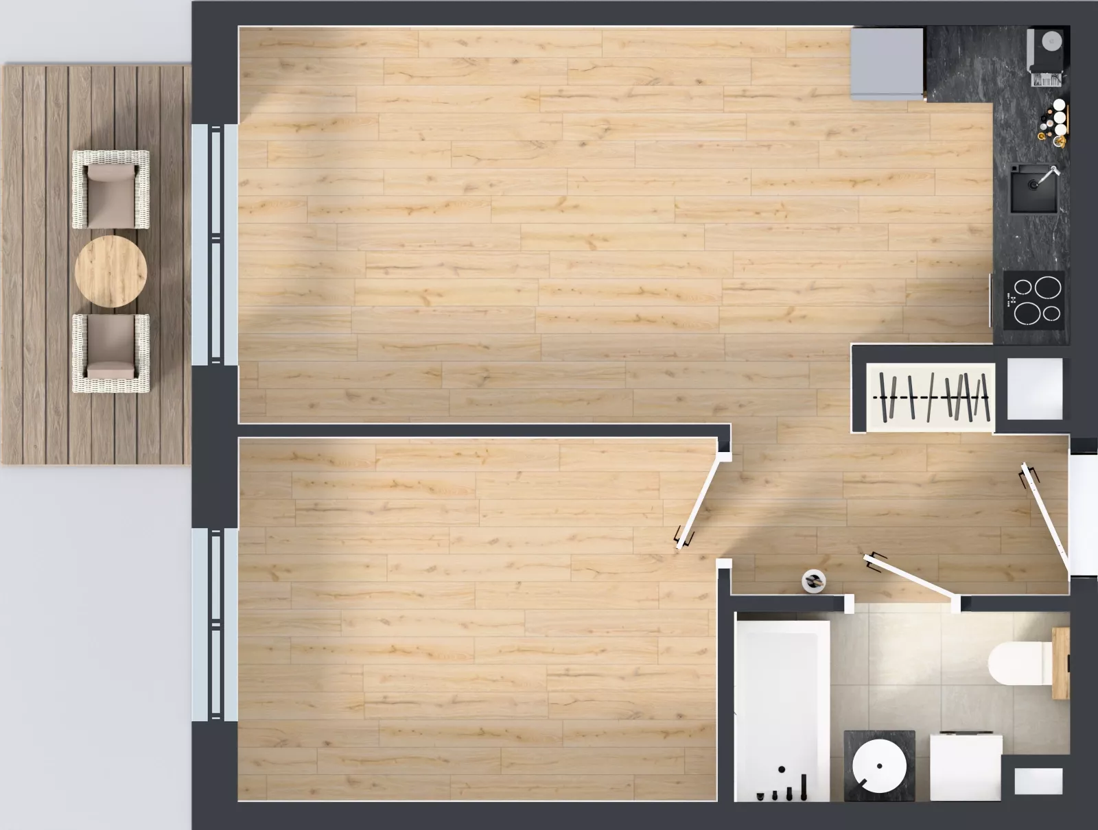 2 pokoje, mieszkanie 42,07 m², piętro 7, oferta nr E/73, Kusocińskiego budynek B, Gdańsk, Piecki-Migowo, Morena, ul. Kusocińskiego