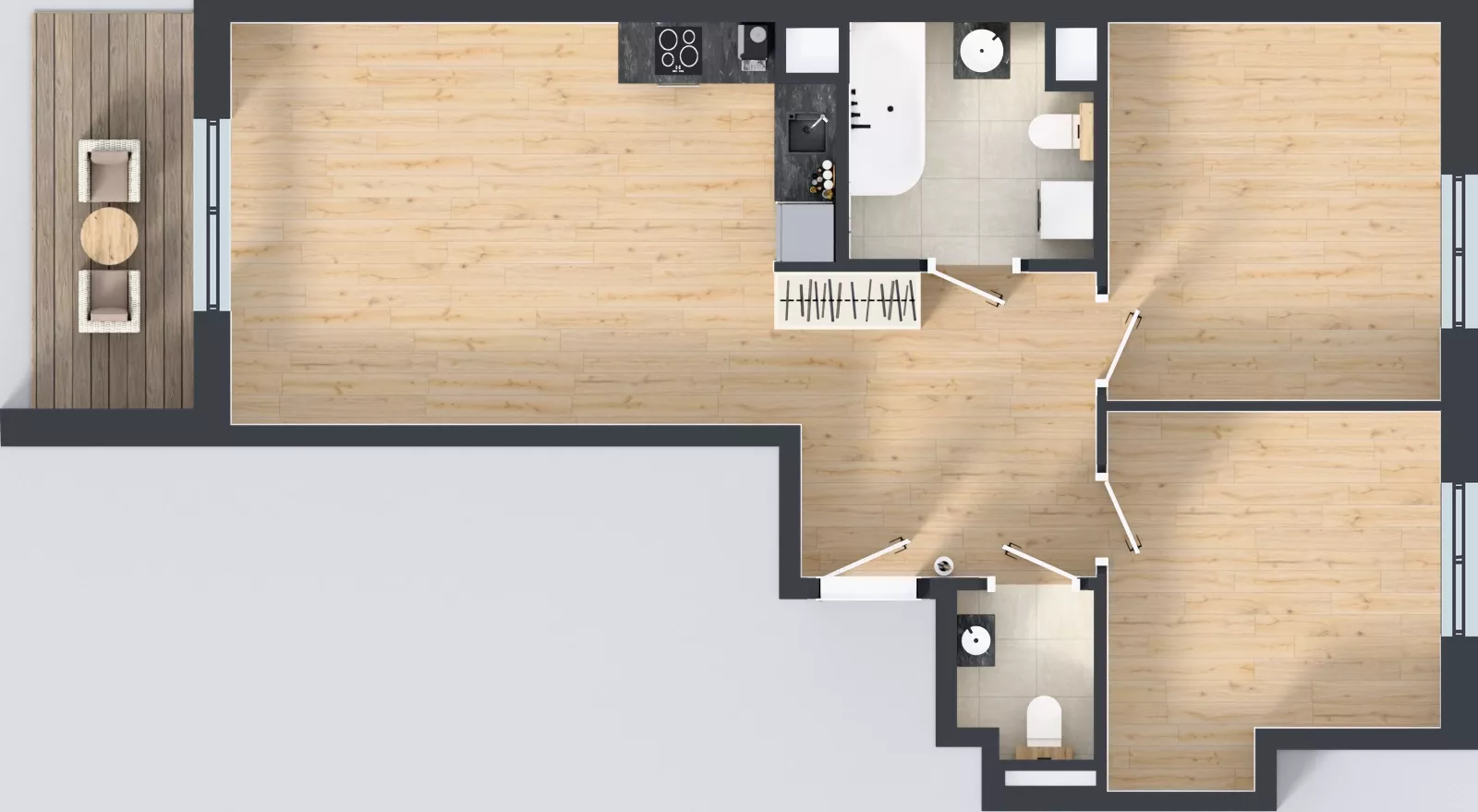 3 pokoje, mieszkanie 69,59 m², piętro 8, oferta nr E/75, Kusocińskiego budynek B, Gdańsk, Piecki-Migowo, Morena, ul. Kusocińskiego