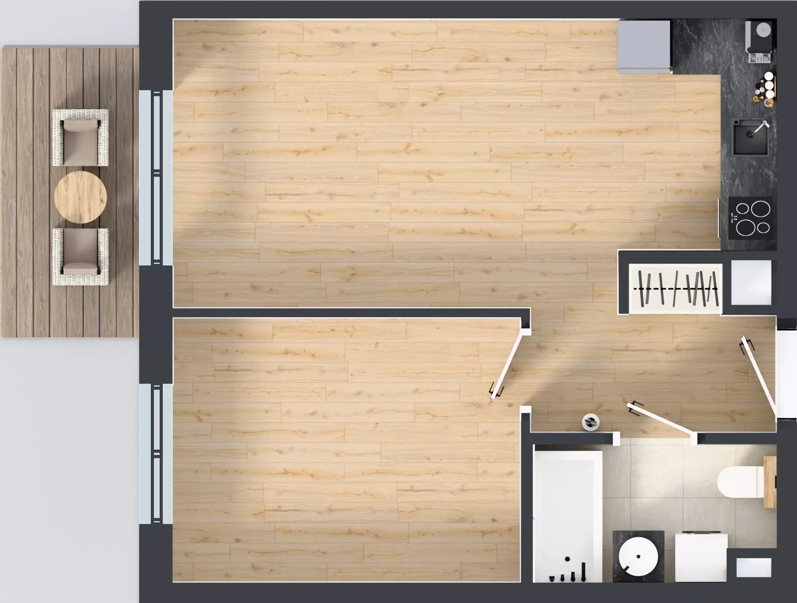 2 pokoje, mieszkanie 42,07 m², piętro 9, oferta nr E/81, Kusocińskiego budynek B, Gdańsk, Piecki-Migowo, Morena, ul. Kusocińskiego